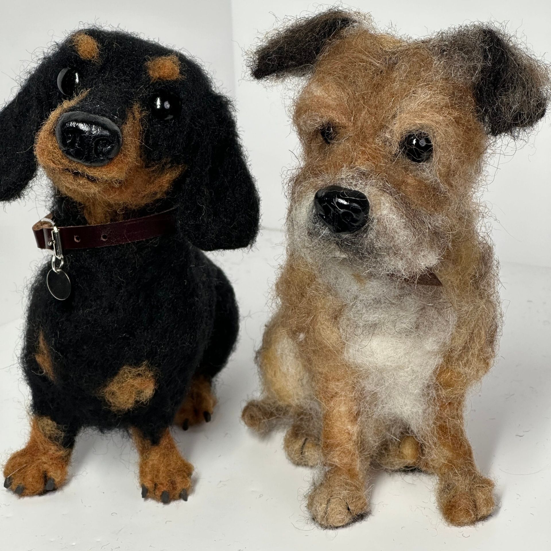 3D Pet Portrait of two dogs in felt
